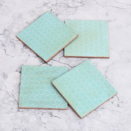 Decorative Handmade Wooden Coasters for Decor - Pack of 4